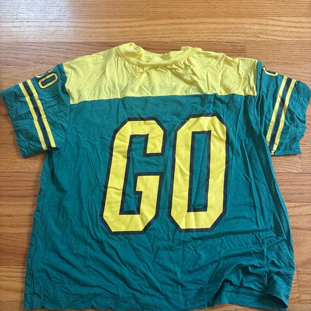 Miaou Yellow Crewneck Tee with Teal Accent